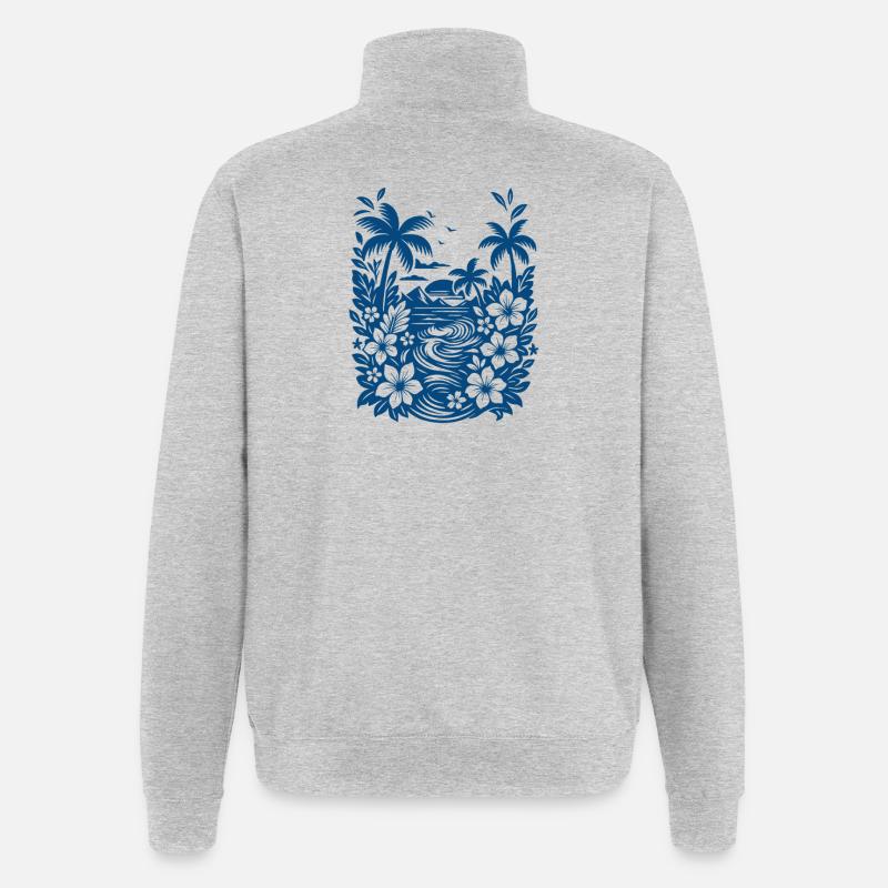 Beach Blue - Quarter-Zip Sweatshirt - heather grey