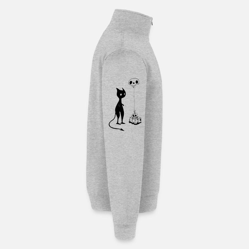 Cat gift skull devil evil Quarter-Zip Sweatshirt