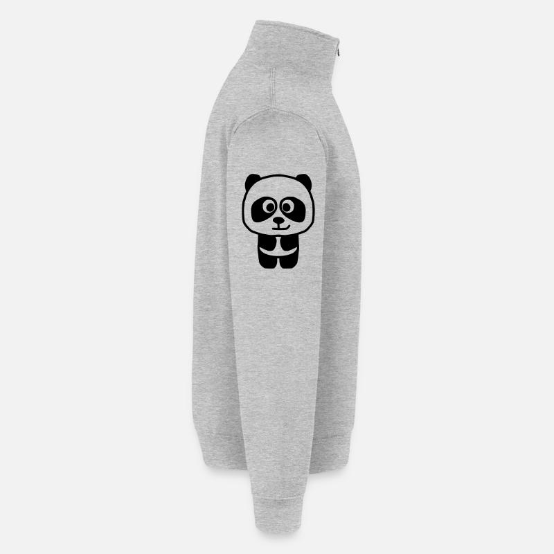 Panda - Sweat à zip 1/4 - gris chiné