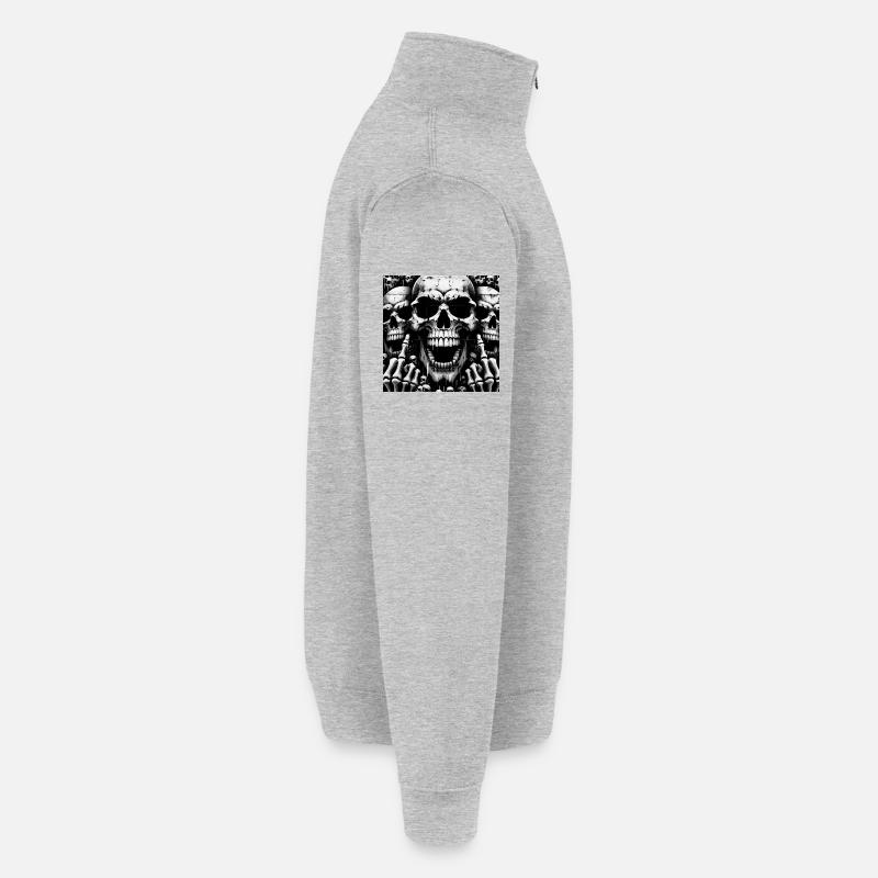 Rock 'n' Roll-Design > Skelettköpfe Statement > - Quarter-Zip-Sweatshirt - Grau meliert