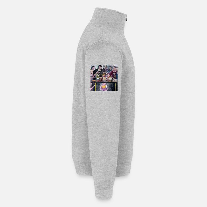 fête - Sweat à zip 1/4 - gris chiné