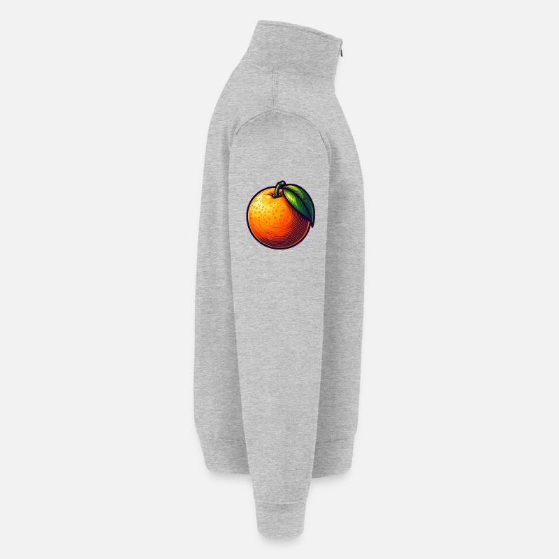 Moderne orangefarbene Illustration - Quarter-Zip-Sweatshirt - Grau meliert