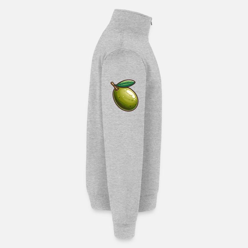 Illustration de Olive Verte Nature - Sweat à zip 1/4 - gris chiné