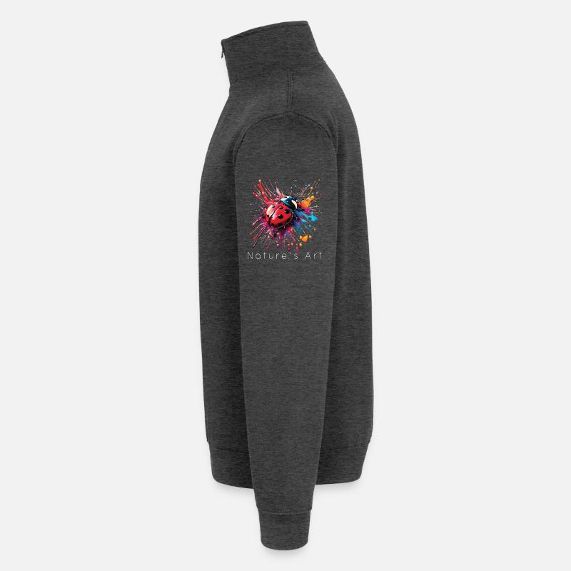 Colorful Ladybug Design, Nature's Art, White Text Quarter-Zip Sweatshirt