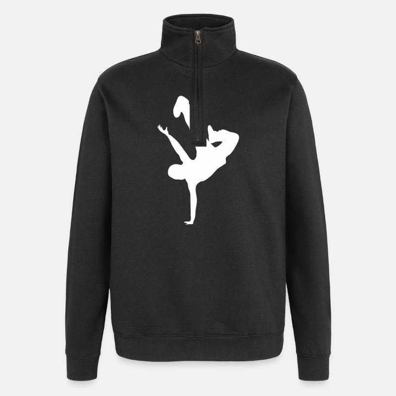 Imprimé silhouette acrobatique - Sweat à zip 1/4 - noir
