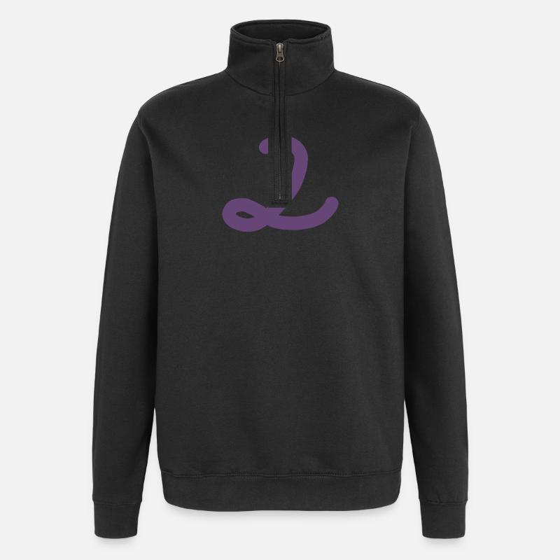 2 Nummer zwei Zahl violett - Quarter-Zip-Sweatshirt - Schwarz