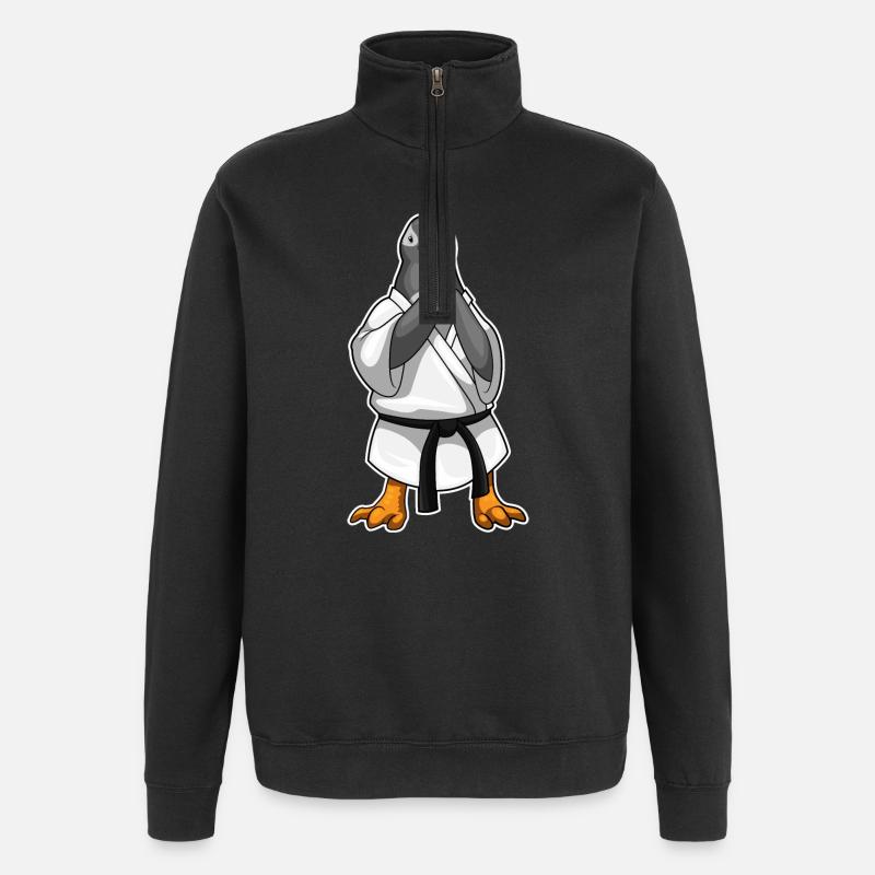 Pinguin Karate Kampfkunst - Quarter-Zip-Sweatshirt - Schwarz