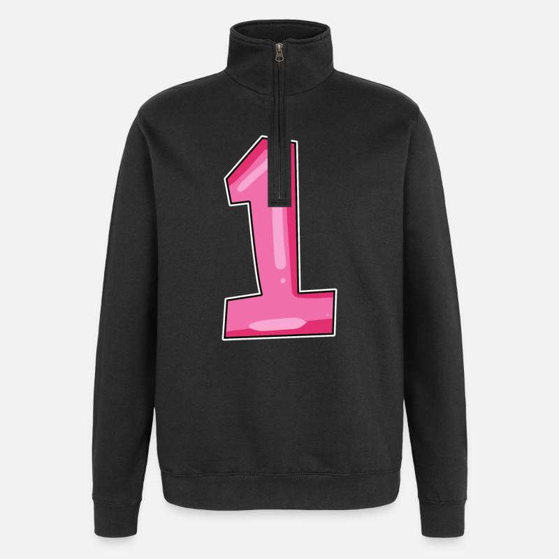 1 - Quarter-Zip-Sweatshirt - Schwarz