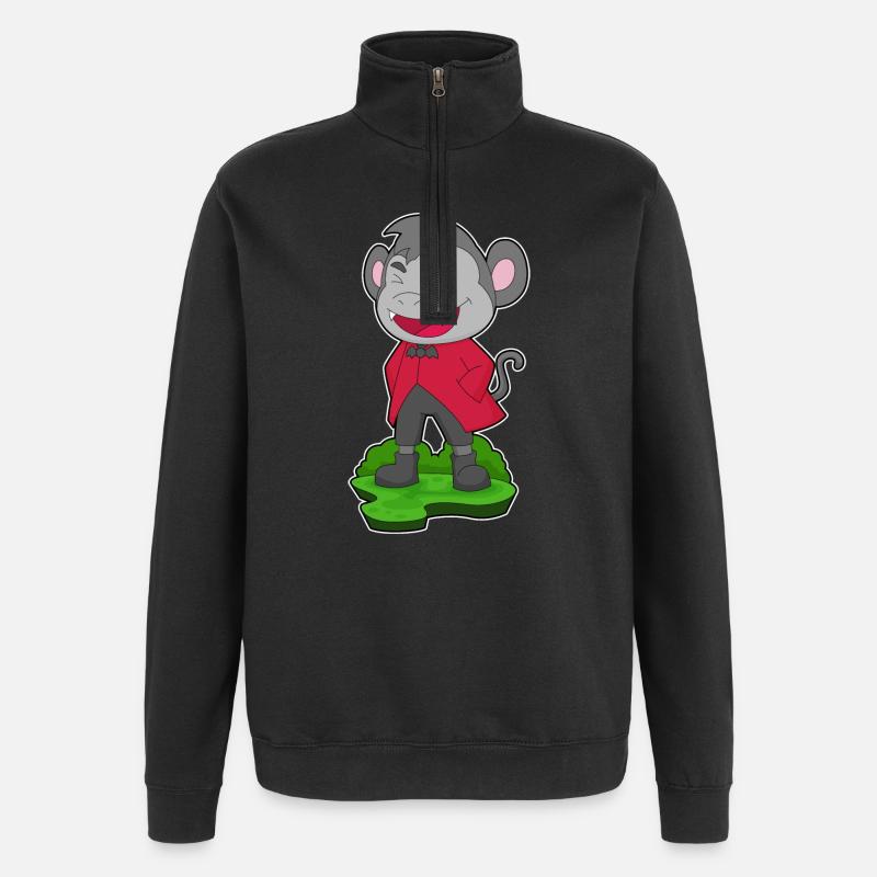 Singe Halloween Vampire - Sweat à zip 1/4 - noir