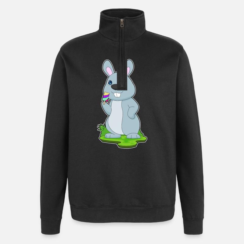 Popsicles lapin - Sweat à zip 1/4 - noir
