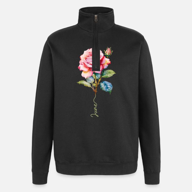 Painted Pink with Vibrant Details - Quarter-Zip Sweatshirt - black