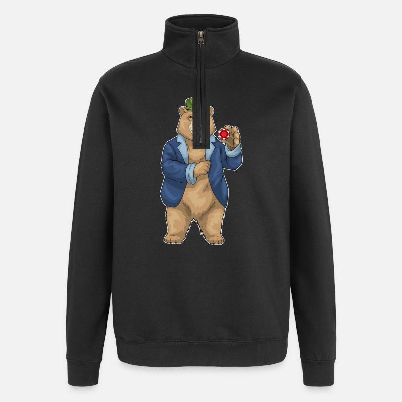 Bear Poker Jetons de poker - Sweat à zip 1/4 - noir