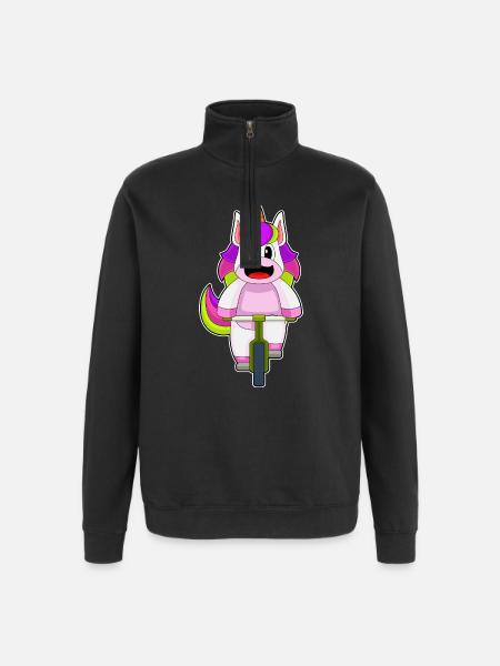 Vélo licorne - Sweat à zip 1/4 - noir