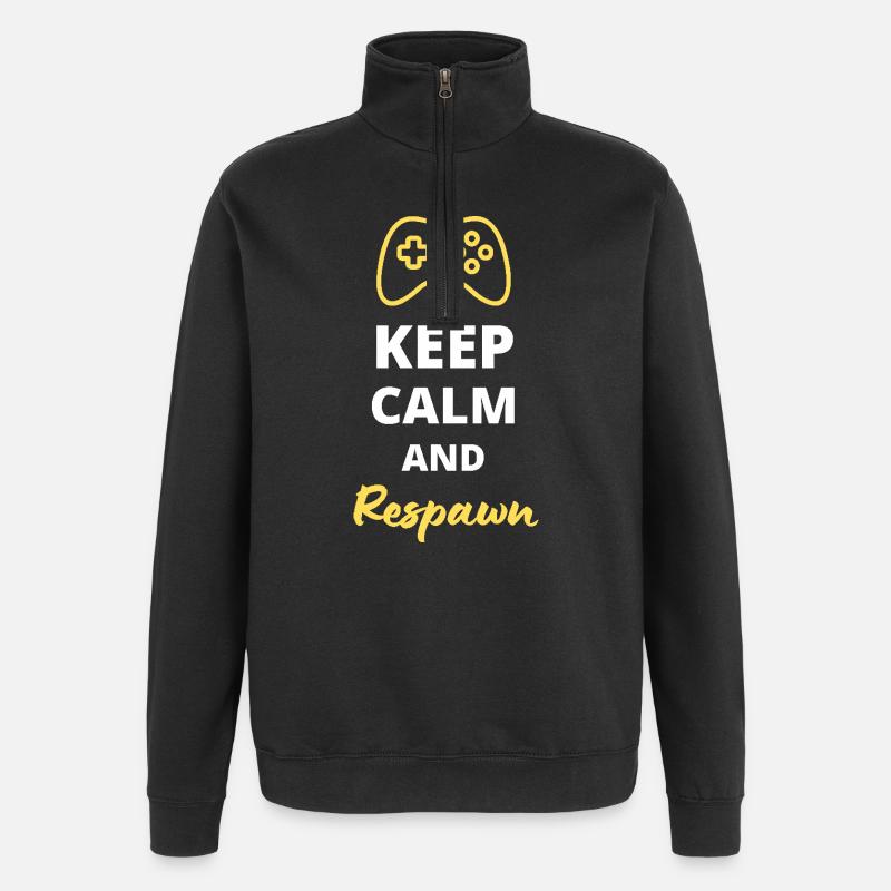 Keep Calm and Respawn - Sweat à zip 1/4 - noir