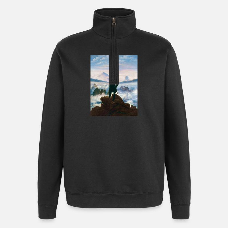 Vagabond au-dessus de la mer de brouillard Caspar David Friedrich - Sweat à zip 1/4 - noir