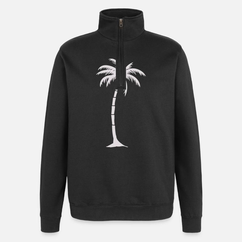 Tropischer Palmenbaum Silhouette - Quarter-Zip-Sweatshirt - Schwarz