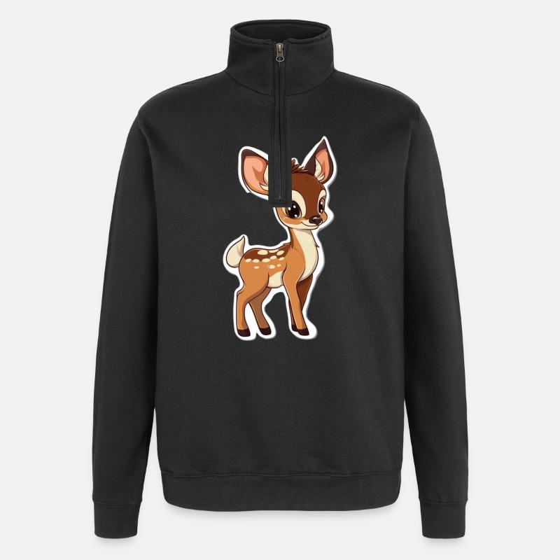 roe deer - Quarter-Zip Sweatshirt - black