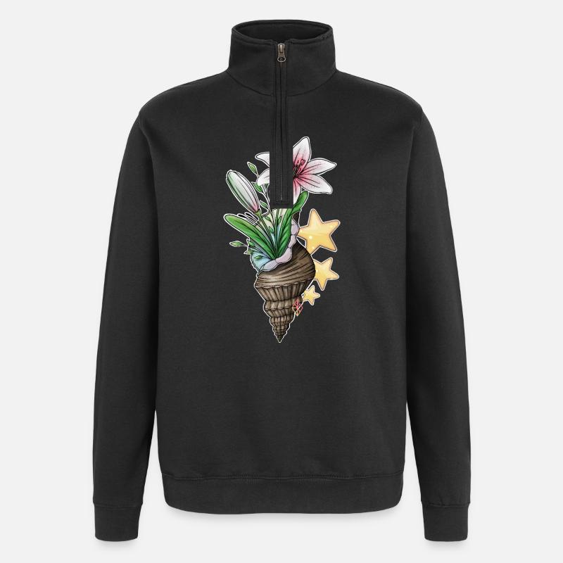 Blumen-Muschel-Strauß - Quarter-Zip-Sweatshirt - Schwarz