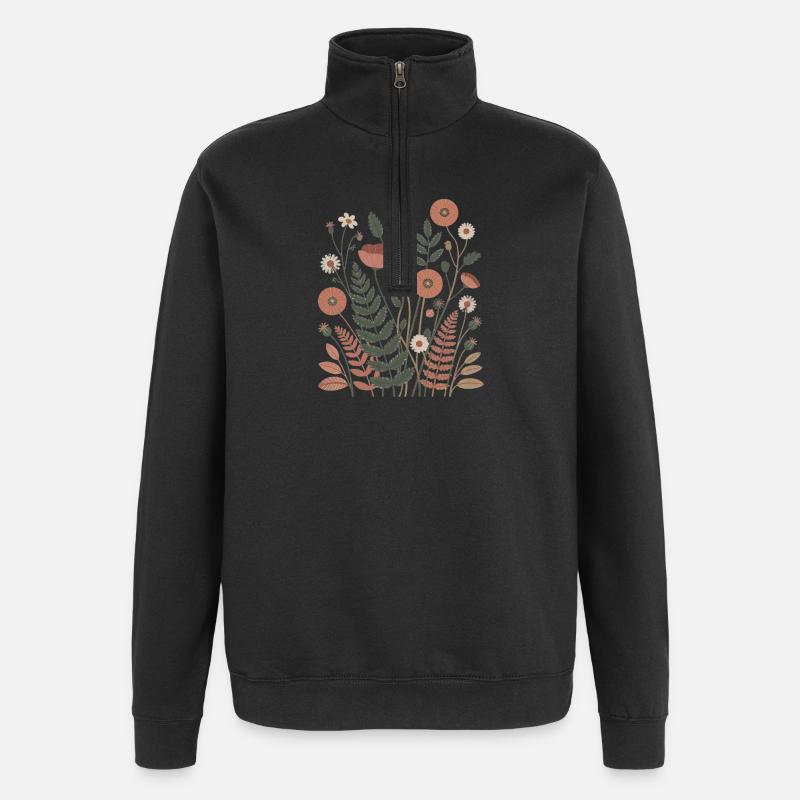 Boho Flowers – Blooming Harmony - Quarter-Zip Sweatshirt - black