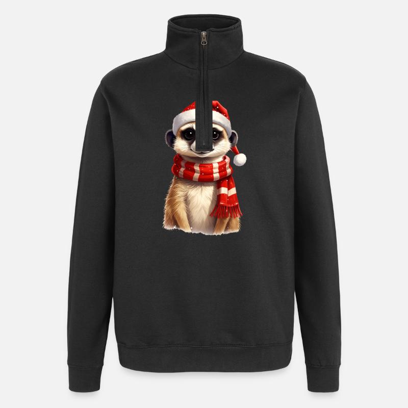 Erdmännchen zu Weihnachten - Quarter-Zip-Sweatshirt - Schwarz