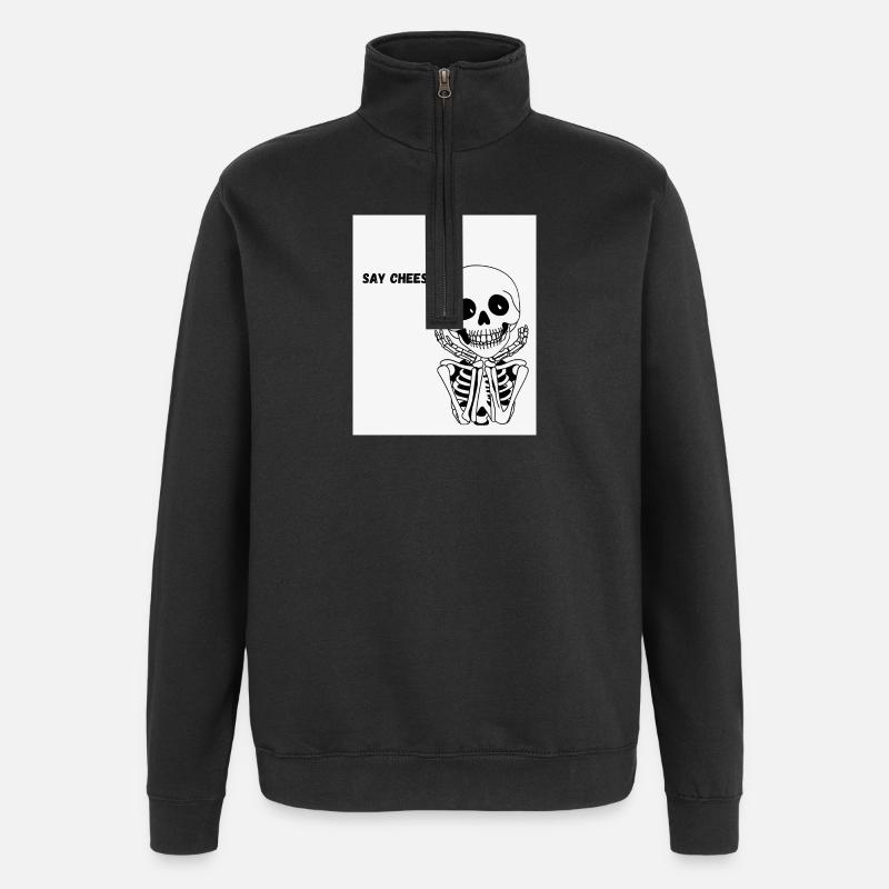 Sourire de squelette - Sweat à zip 1/4 - noir