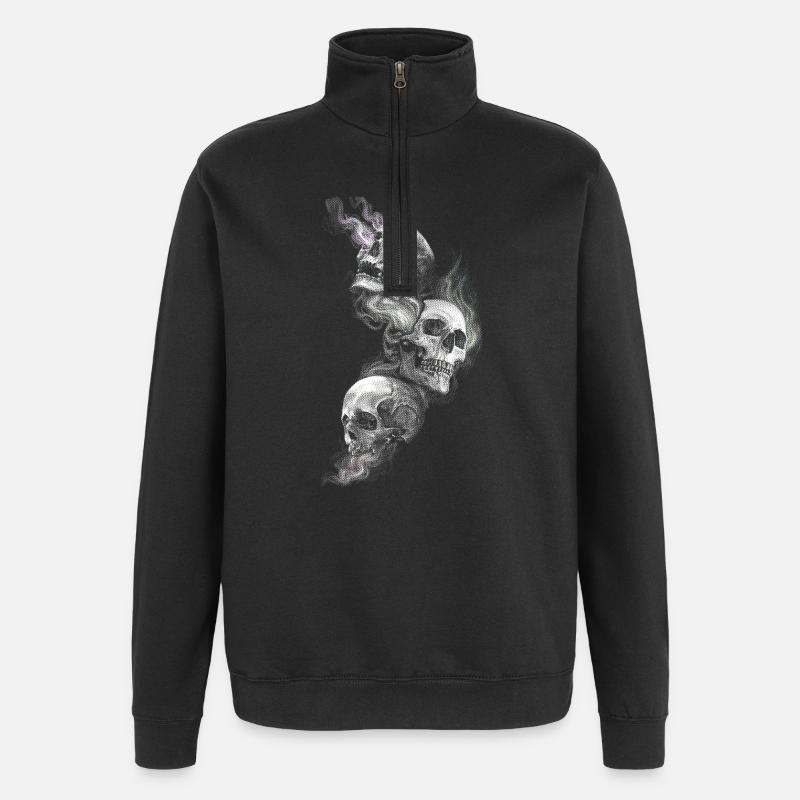 Schädel - Quarter-Zip-Sweatshirt - Schwarz