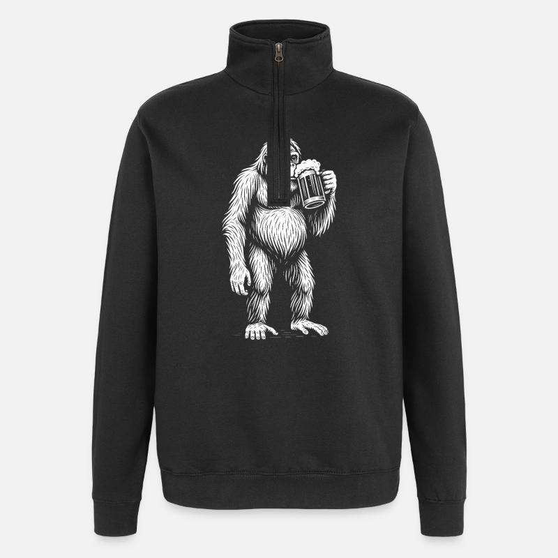 Beer Mug Monkey Silhouette - Quarter-Zip Sweatshirt - black