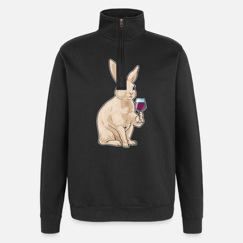 Hase Rotwein - Quarter-Zip-Sweatshirt - Schwarz
