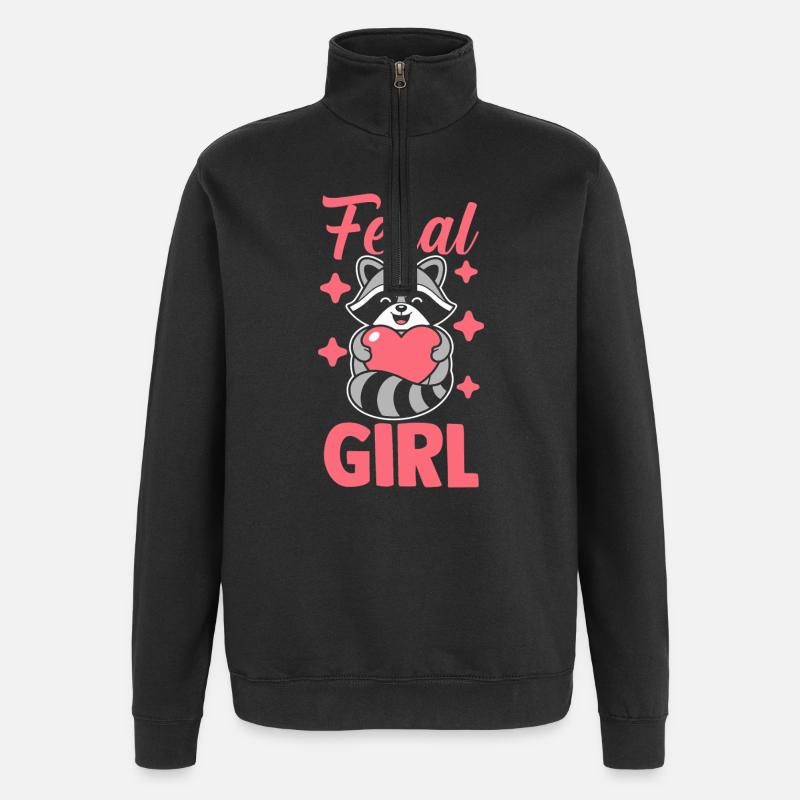 Raton laveur Trash Panda Sauvage - Sweat à zip 1/4 - noir