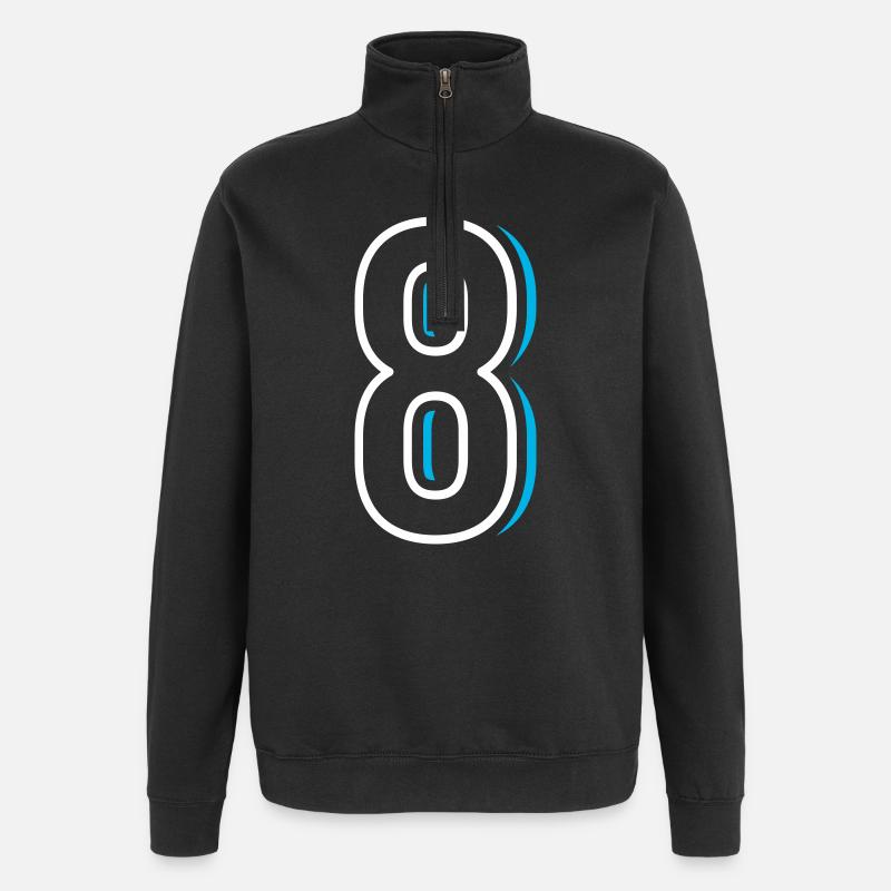 Nummer 8 - Acht - Quarter-Zip-Sweatshirt - Schwarz