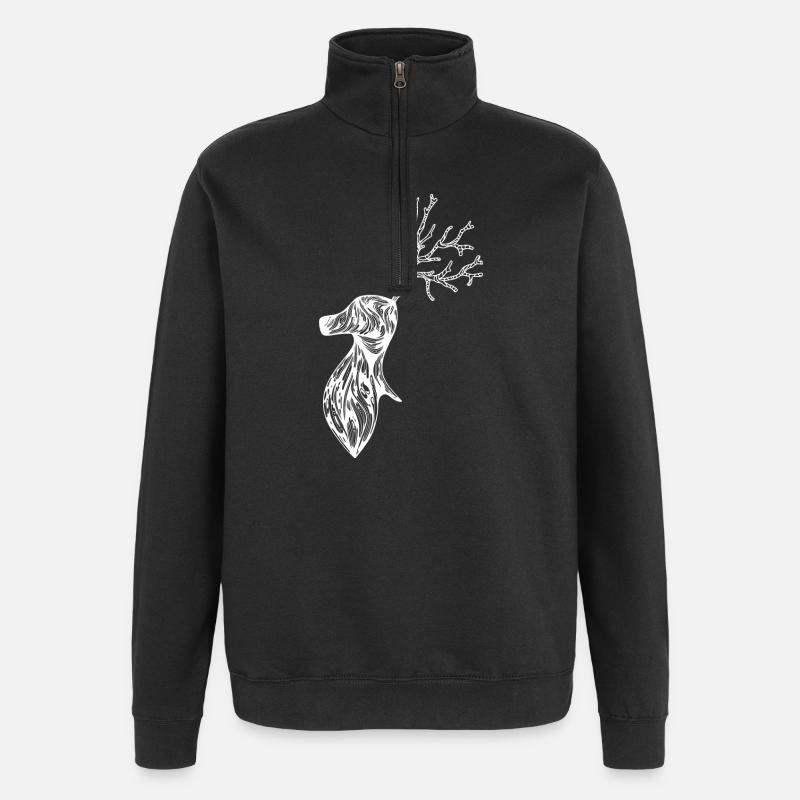 Cerf - Sweat à zip 1/4 - noir