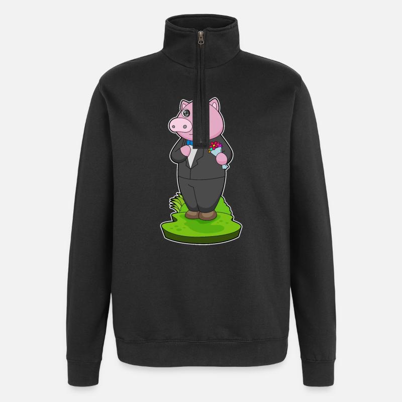 Pig Groom Jacket Mariage - Sweat à zip 1/4 - noir