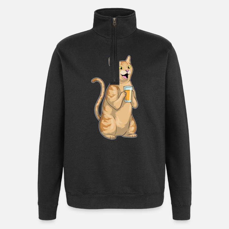 Katze Saft - Quarter-Zip-Sweatshirt - Schwarz