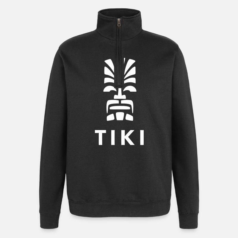 Tiki Design Polynesischer Kopf Lebendig - Quarter-Zip-Sweatshirt - Schwarz