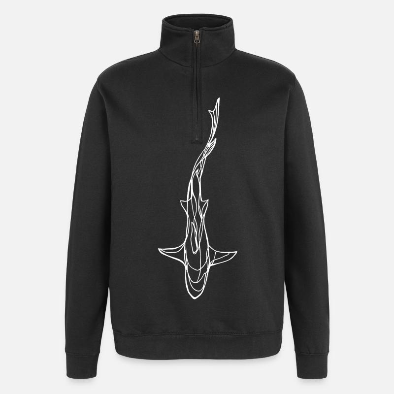 Silhouette de requin blanc - Sweat à zip 1/4 - noir