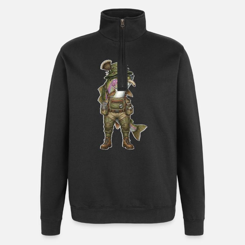 Regenbogenforelle Forelle Angeln Fliegenfischen - Quarter-Zip-Sweatshirt - Schwarz