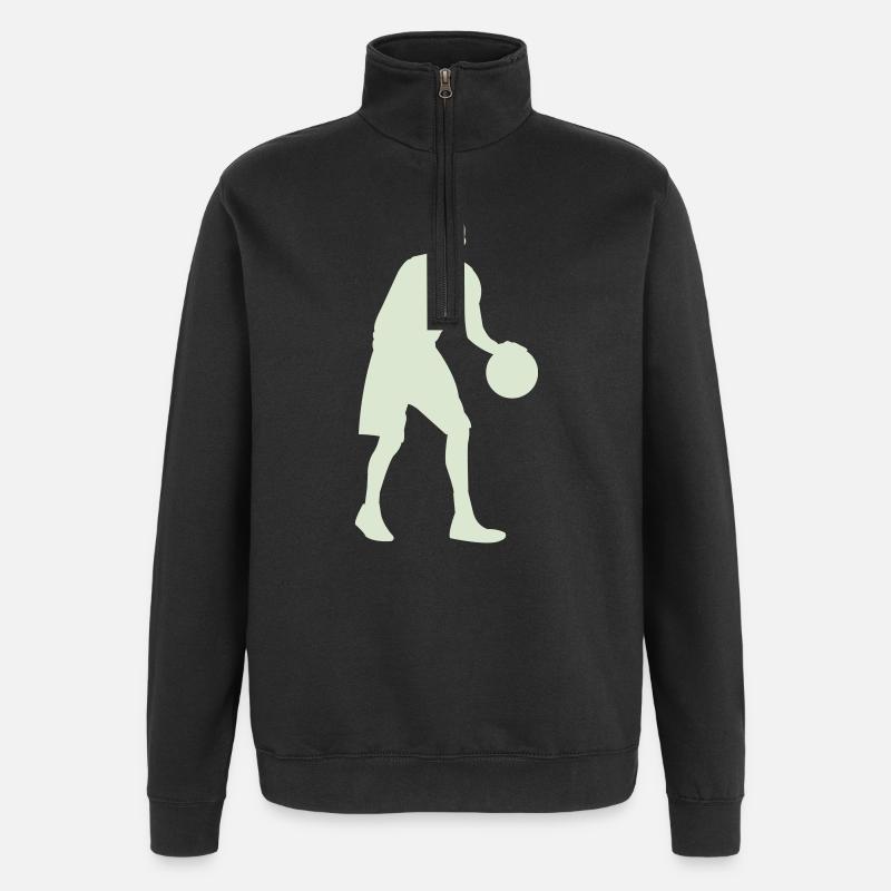 Basketball Silhouette Pastel Green - Quarter-Zip Sweatshirt - black