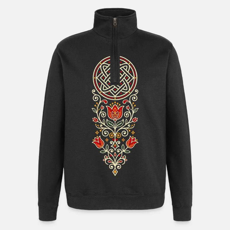 Ornement populaire de Łada - Sweat à zip 1/4 - noir