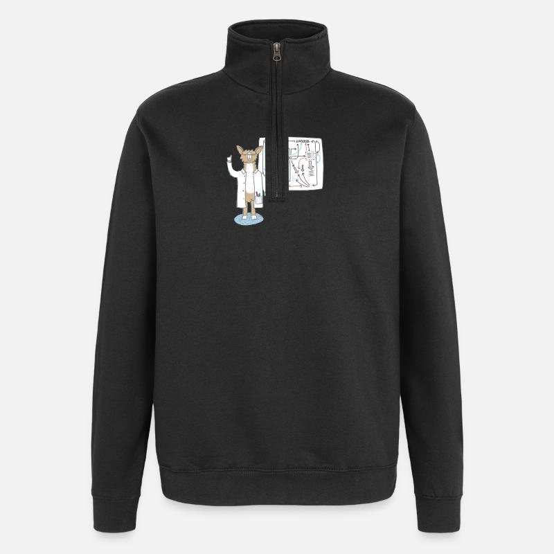 Lama as scientist explains connections - Quarter-Zip Sweatshirt - black