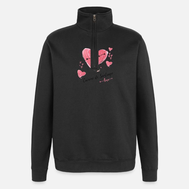 Herz auf dem Jakobsweg - Quarter-Zip-Sweatshirt - Schwarz