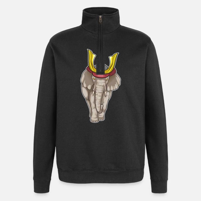 Elefant Samurai Kampfsport - Quarter-Zip-Sweatshirt - Schwarz
