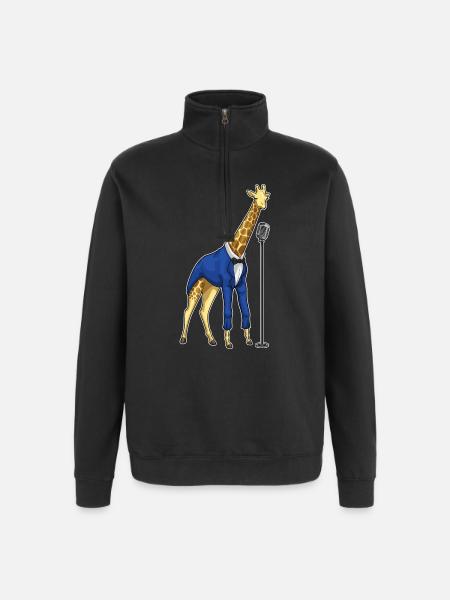 Giraffe Singer Microphone Singing - Quarter-Zip Sweatshirt - black
