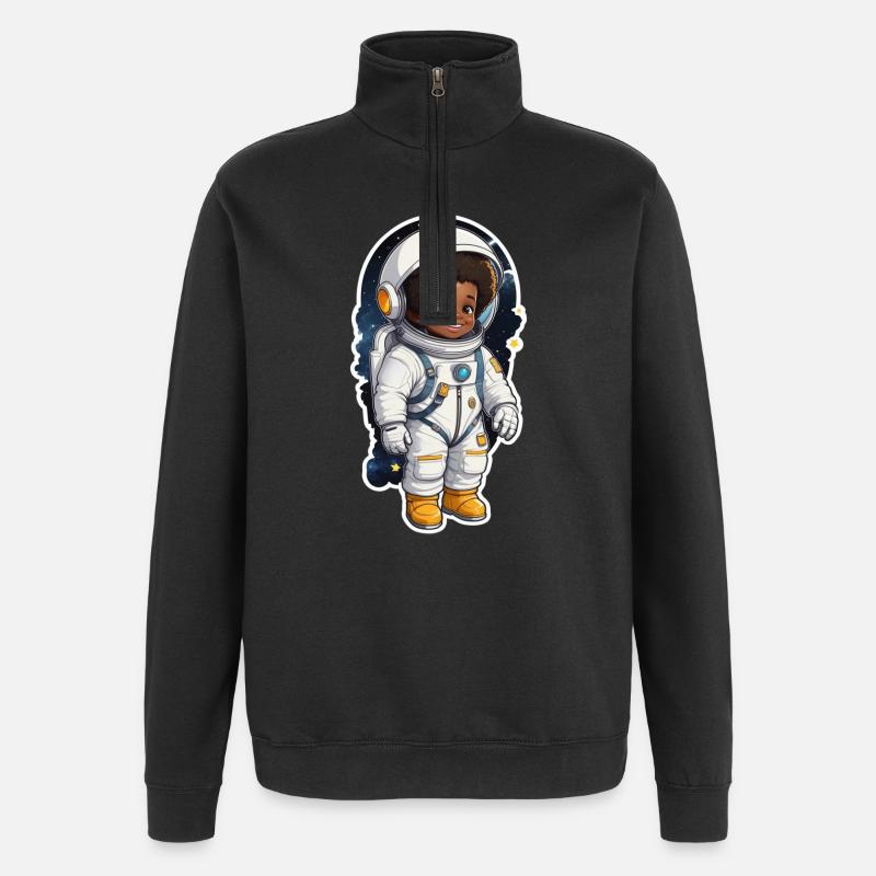Petit astronaute avec un sourire - Sweat à zip 1/4 - noir