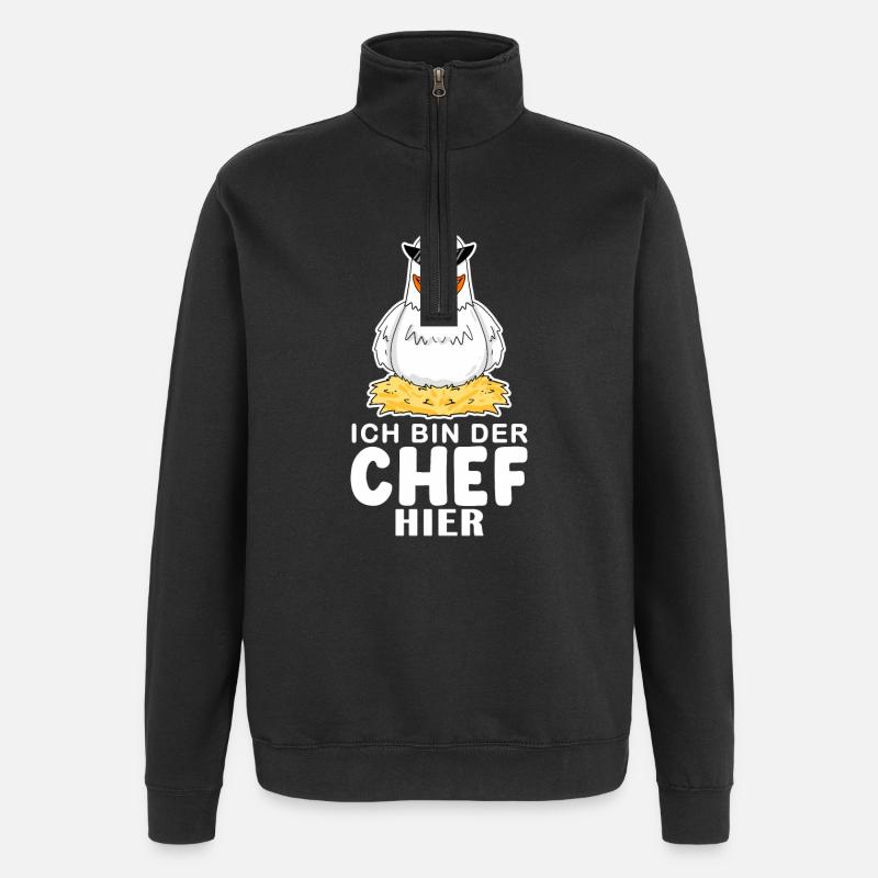 Chef Spruch mit huhn Motiv - Quarter-Zip-Sweatshirt - Schwarz