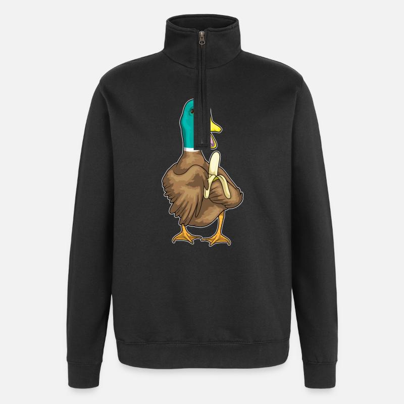 Canard Banane - Sweat à zip 1/4 - noir