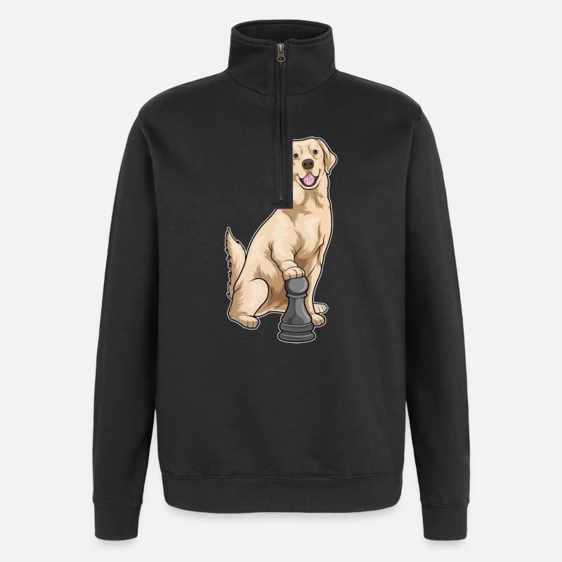 Labrador Schachfigur Bauer Schach - Quarter-Zip-Sweatshirt - Schwarz