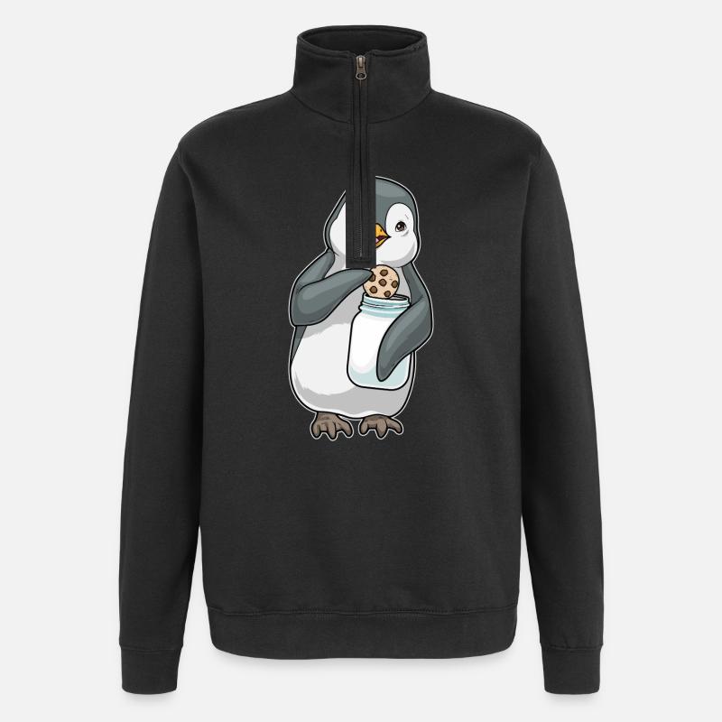 Biscuit pingouin - Sweat à zip 1/4 - noir