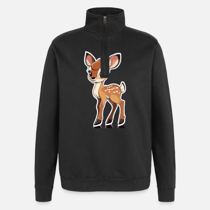 roe deer - Quarter-Zip Sweatshirt - black
