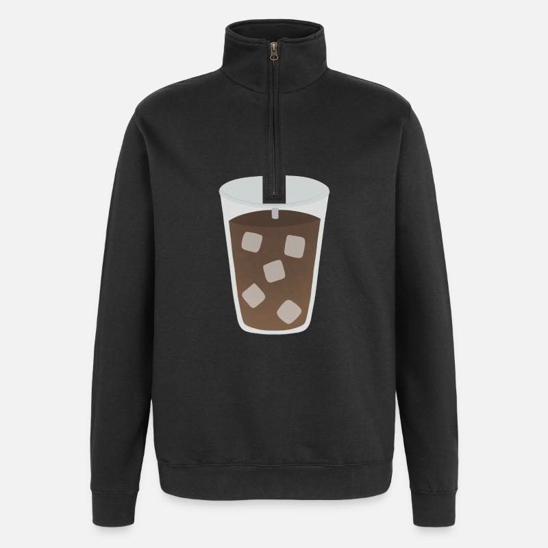 Motif de cube de café glacé - Sweat à zip 1/4 - noir