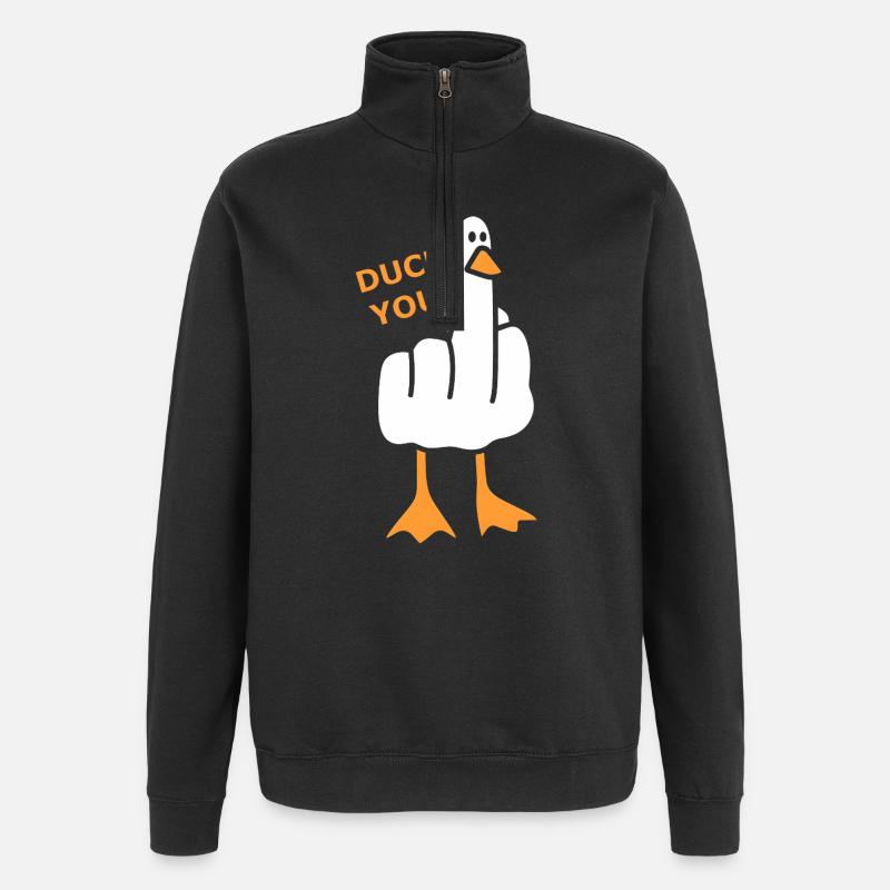 Freche Ente - Duck You! - Quarter-Zip-Sweatshirt - Schwarz